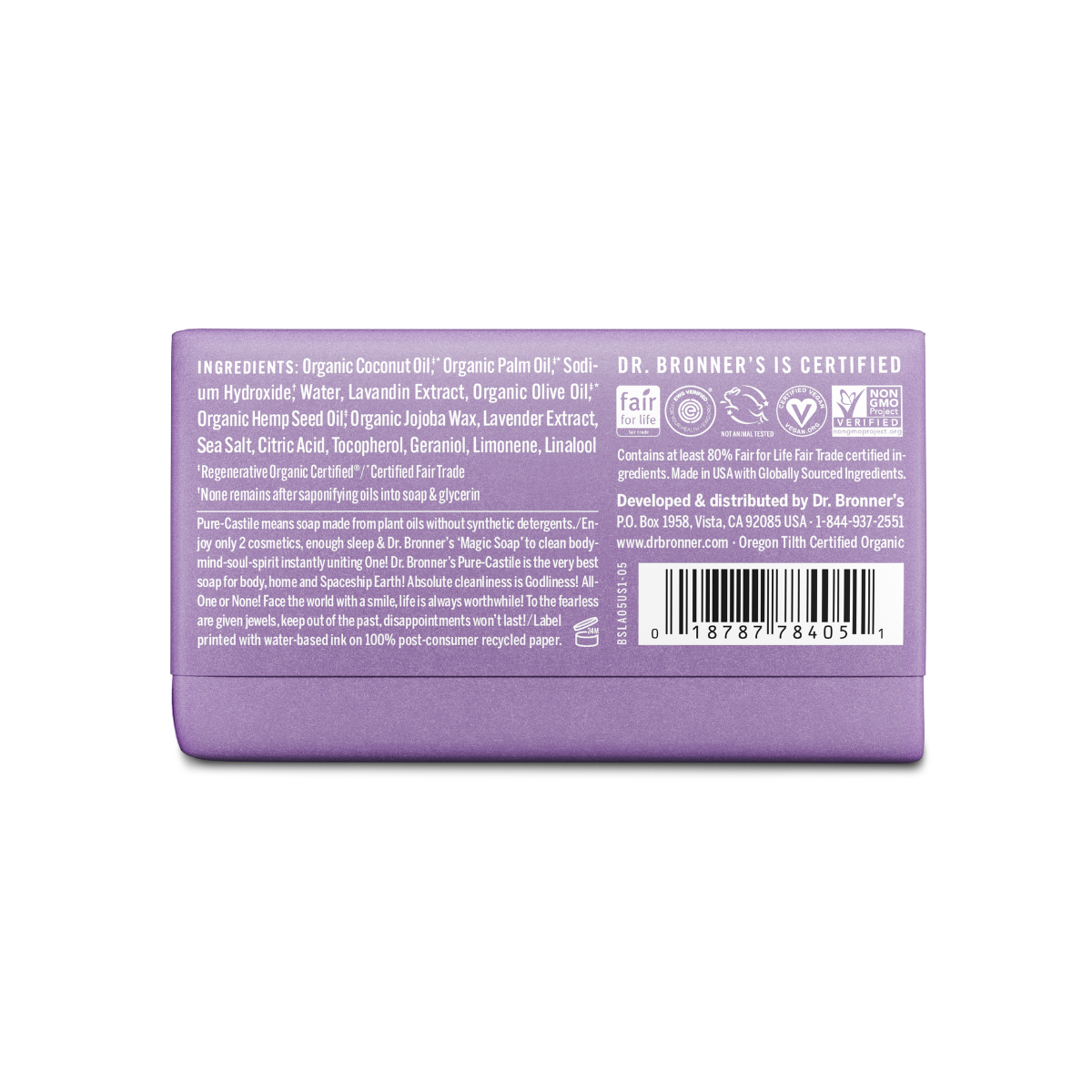 Dr. Bronner's Lavender Bar Soap