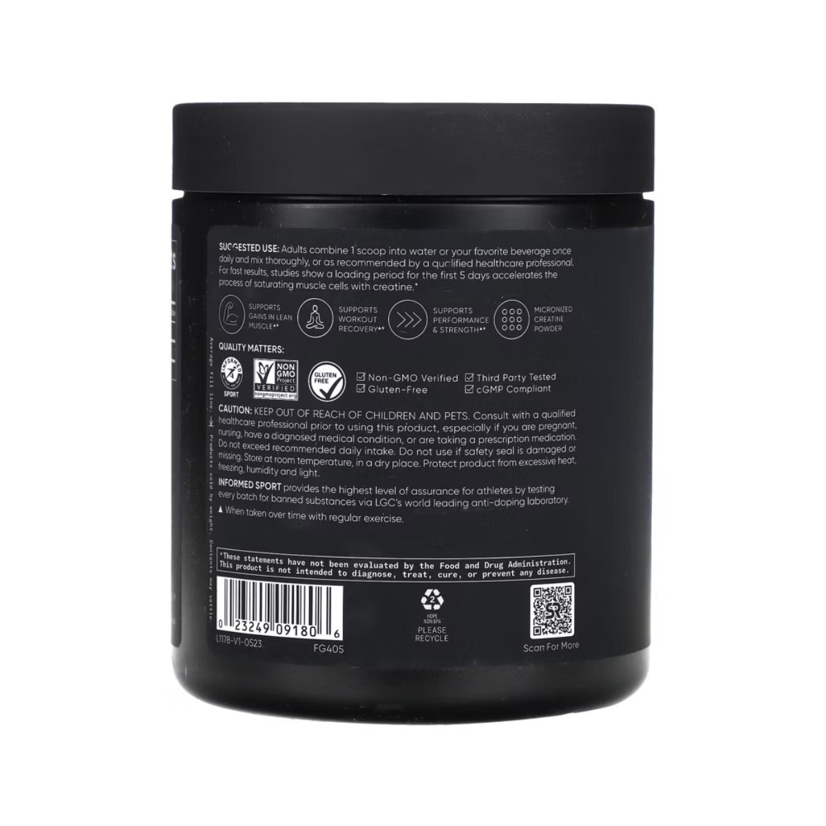 Sports Research Creatine Monohydrate Unflavored 10.58 oz