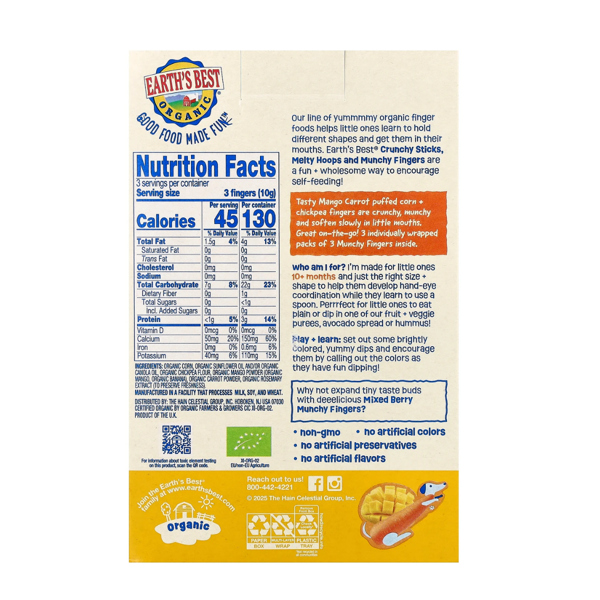Earth´s Best Munchy Fingers Mango Carrot 1.05oz