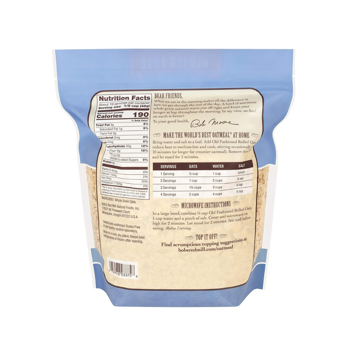 Bob's Red Mill Oats Rolled Old Fashioned GF 32oz