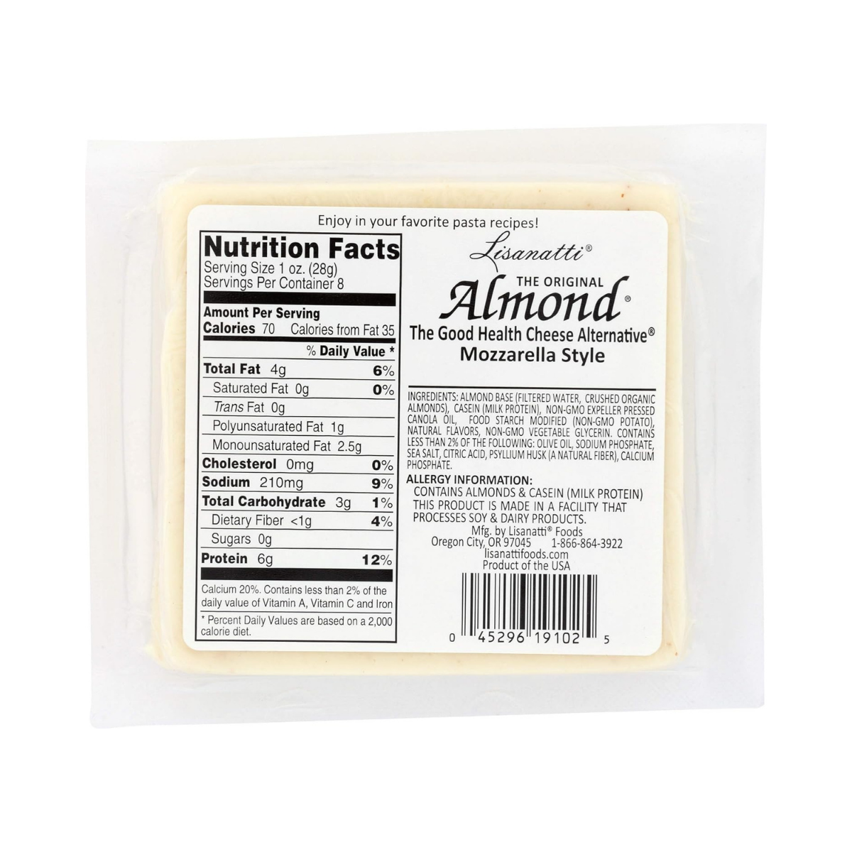 Lisanatti, Almond Cheese Mozzarella Flavor 8oz