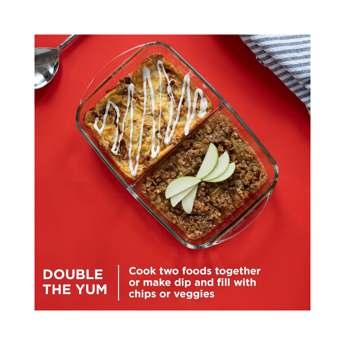 Pyrex 8"X12" Divided Glass Bakeware