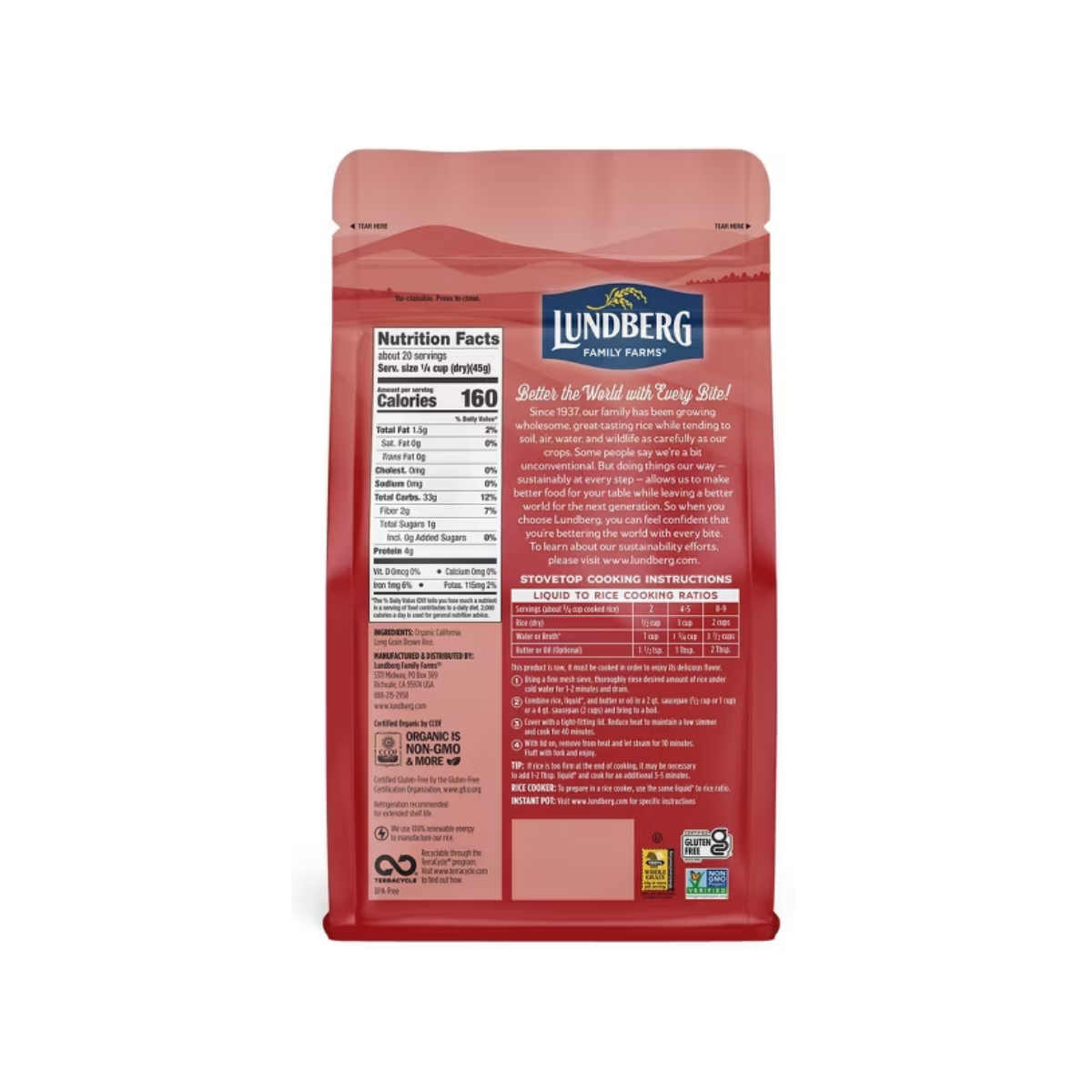 Lundberg Organic Long Grain California Brown Basmati Rice 2lbs