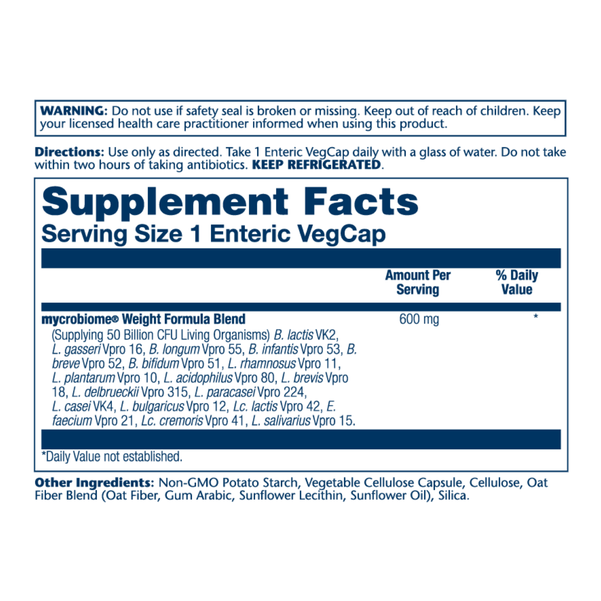 Solaray Mycrobiome Probiotic Weight Formula 30Cap V GF