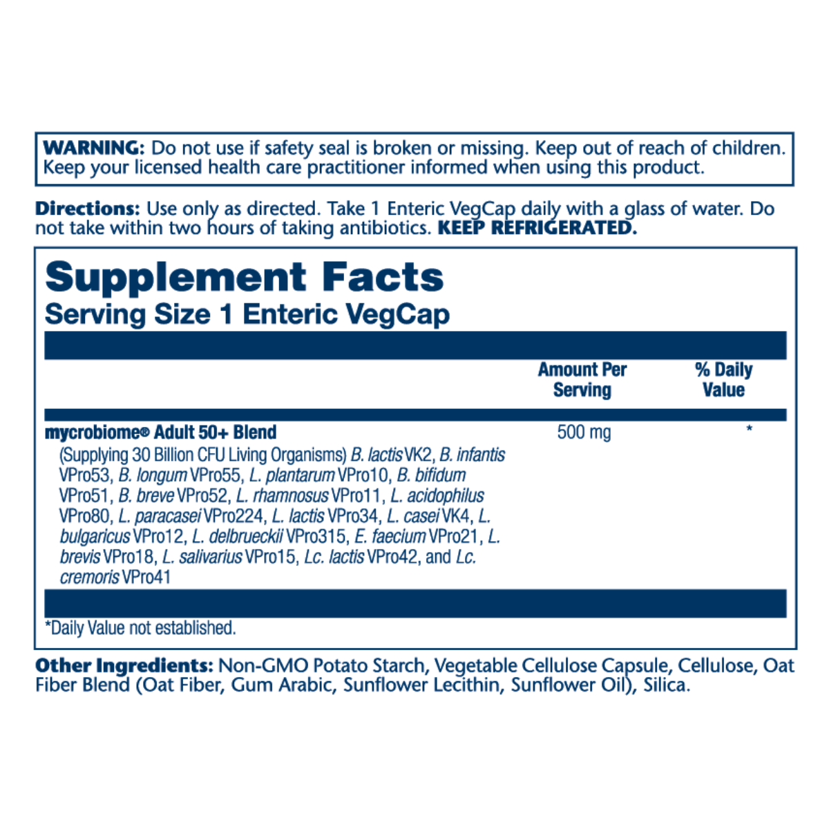 Solaray Mycrobiome Probiotic Adult 50+ 30Cap V GF