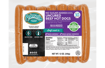 Pederson's Natural Hot Dog Beef Uncured GF 12oz