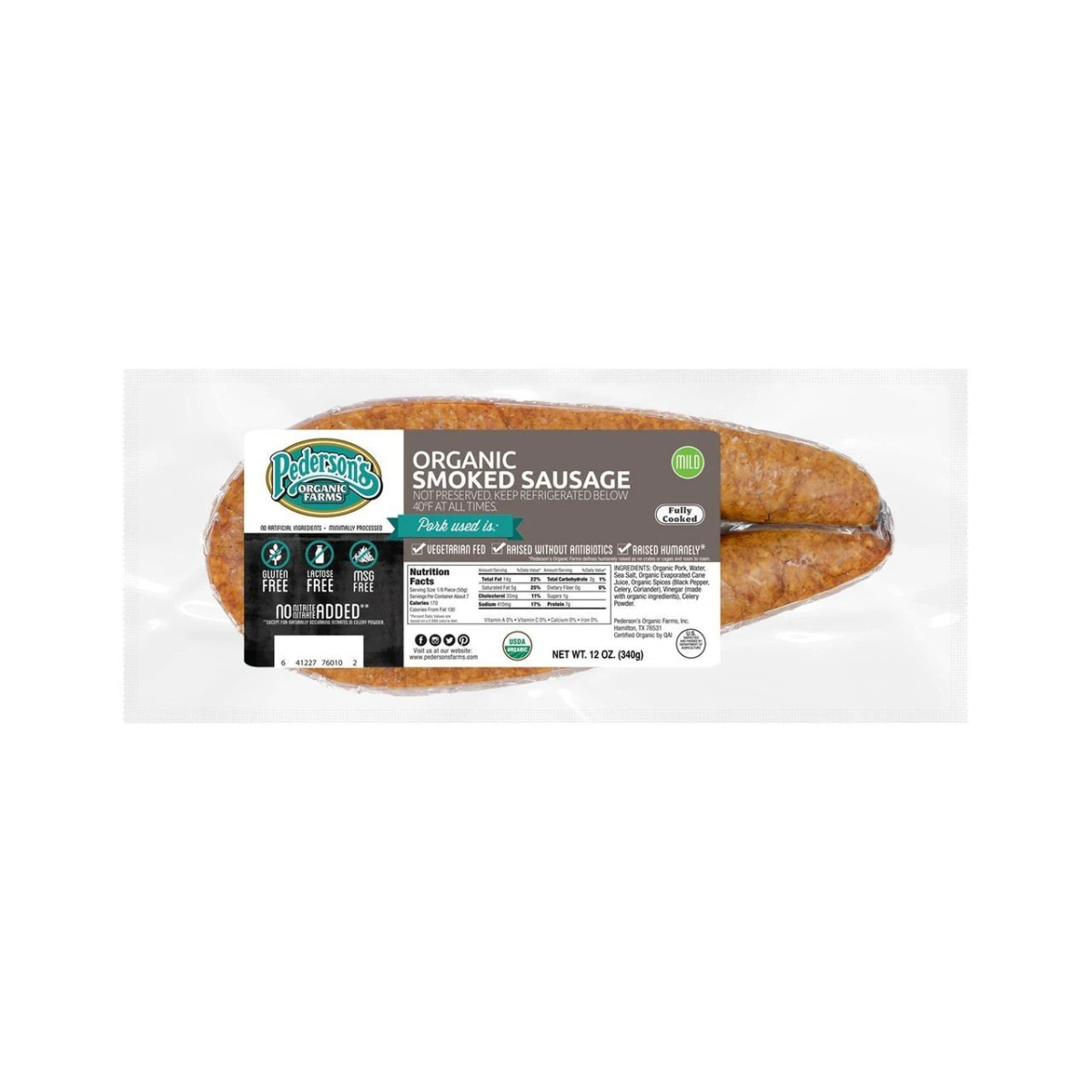 Pederson's Organic Smoked Sausage 12oz