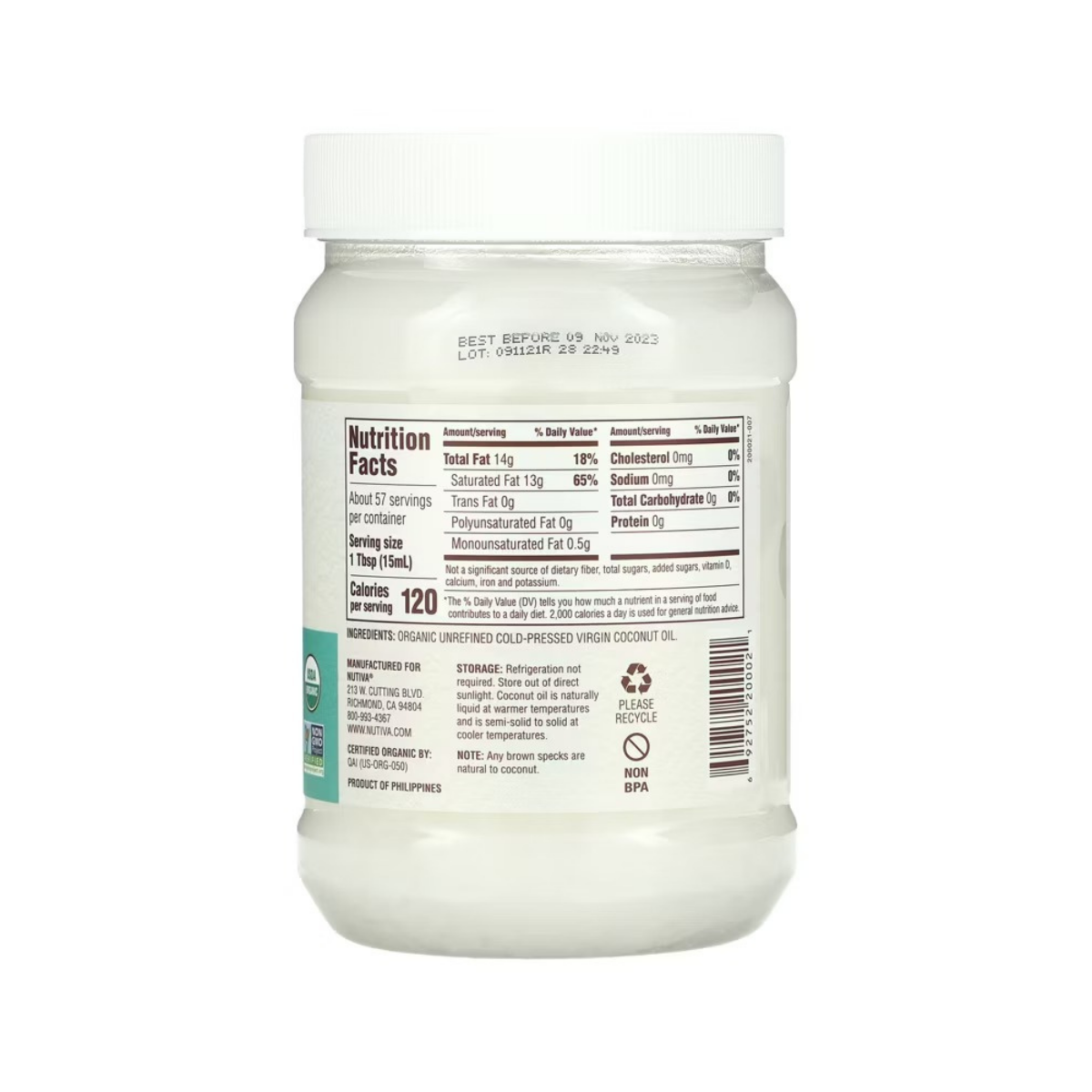 Nutiva Organic Virgin Coconut Oil 29 fl oz