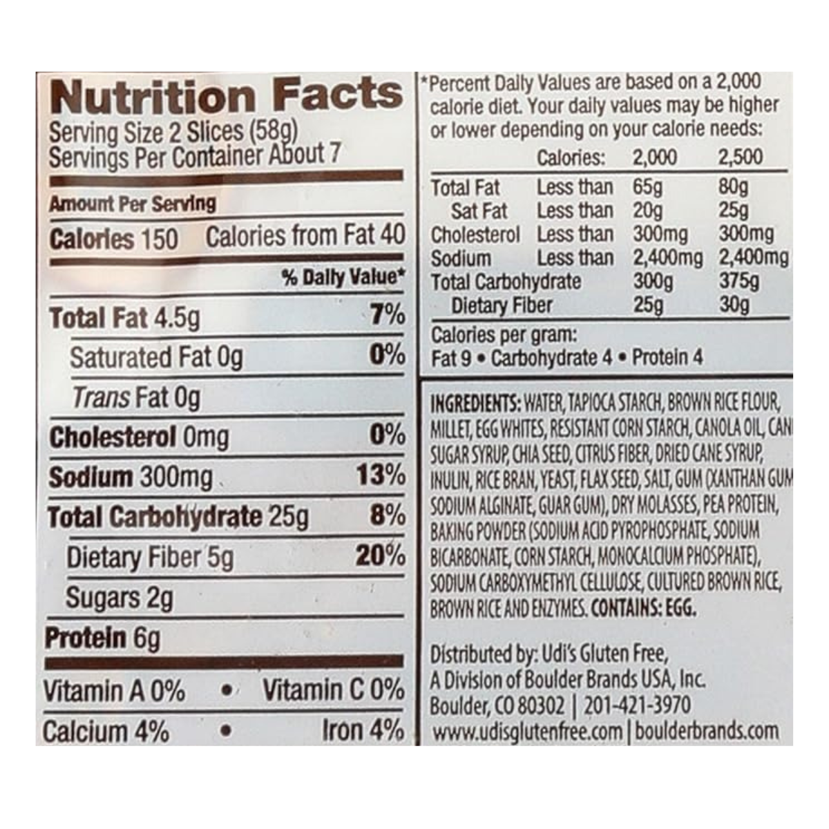 Udis Bread Millet Chia GF 14.3oz