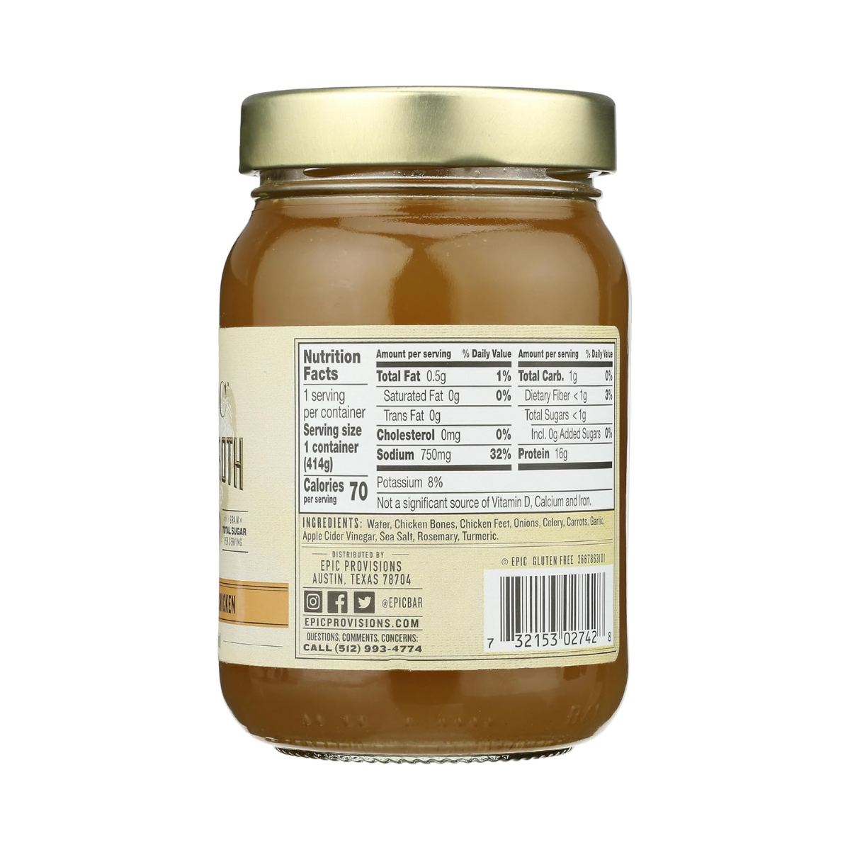 Epic Broth Bonde Chicken Savory 14fz