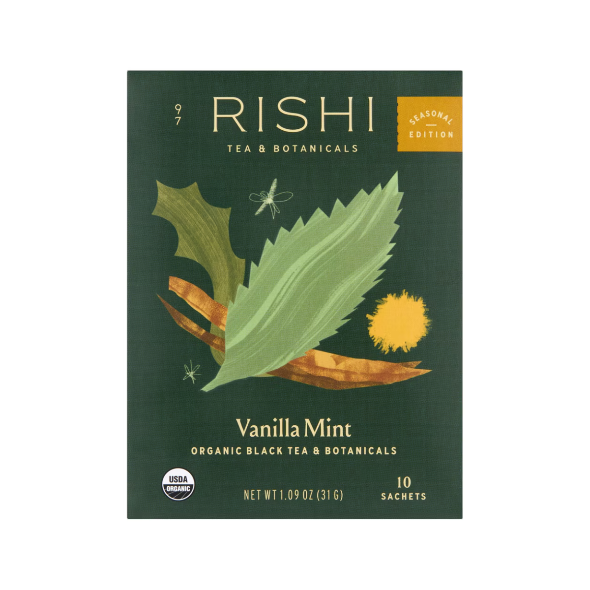 Rishi Tea Seasonal Edition Tea Black Tea & Botanicals Vanilla Mint OG 10c