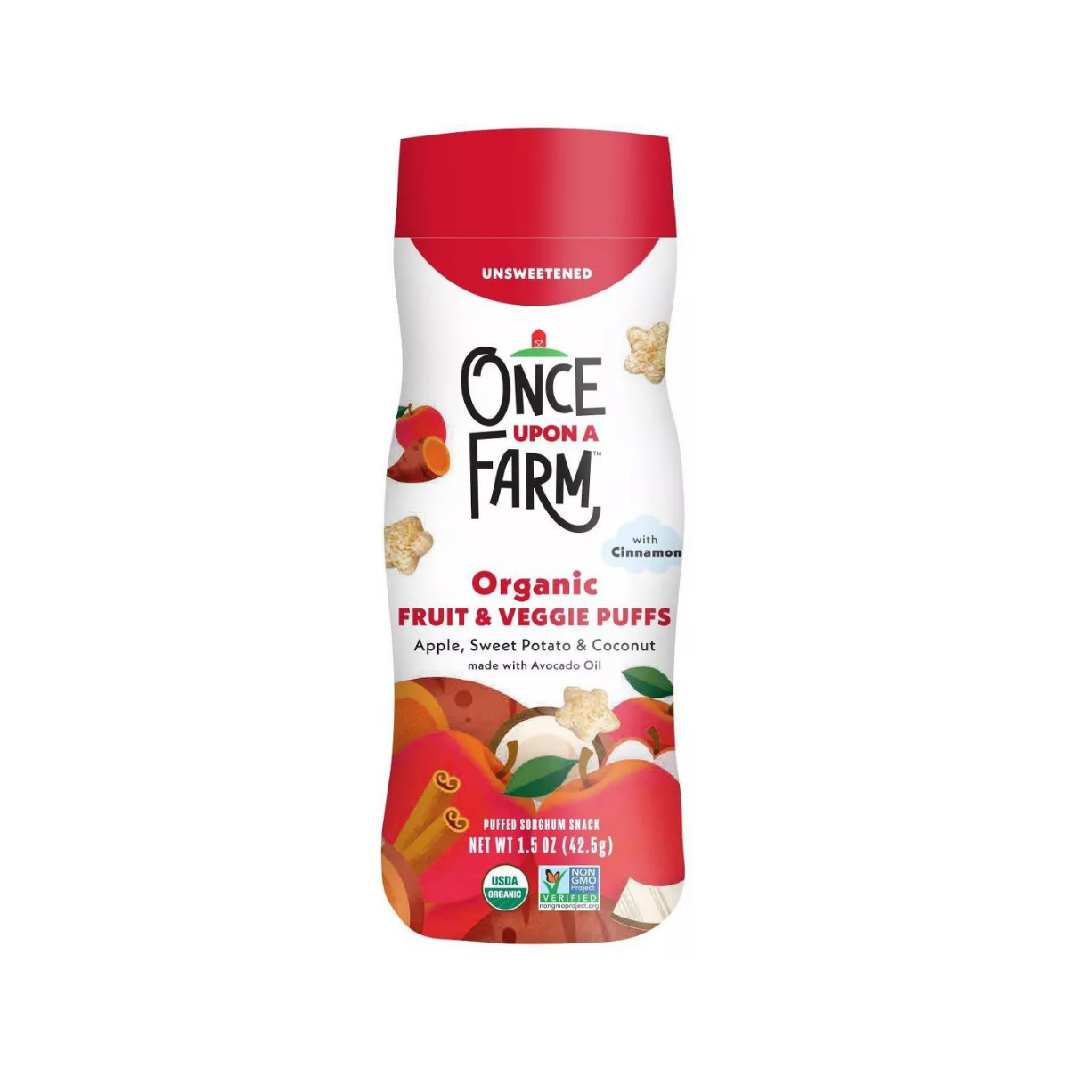 Once Upon a Farm Fruit & Veggie Puffs Apple Sweet Potato & Coconut Baby Snacks 1.5oz