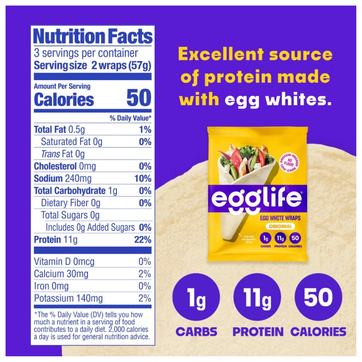 Egglife Original Egg White Wraps GF 6c