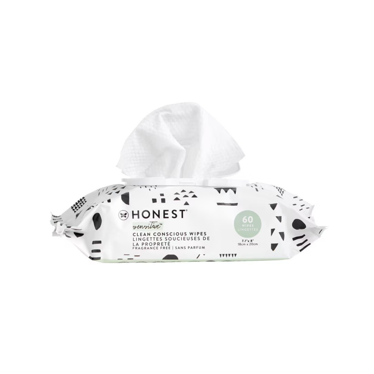 Honest Clean Conscious Wipes Sensitive Pattern Play Fragrance Free 60c