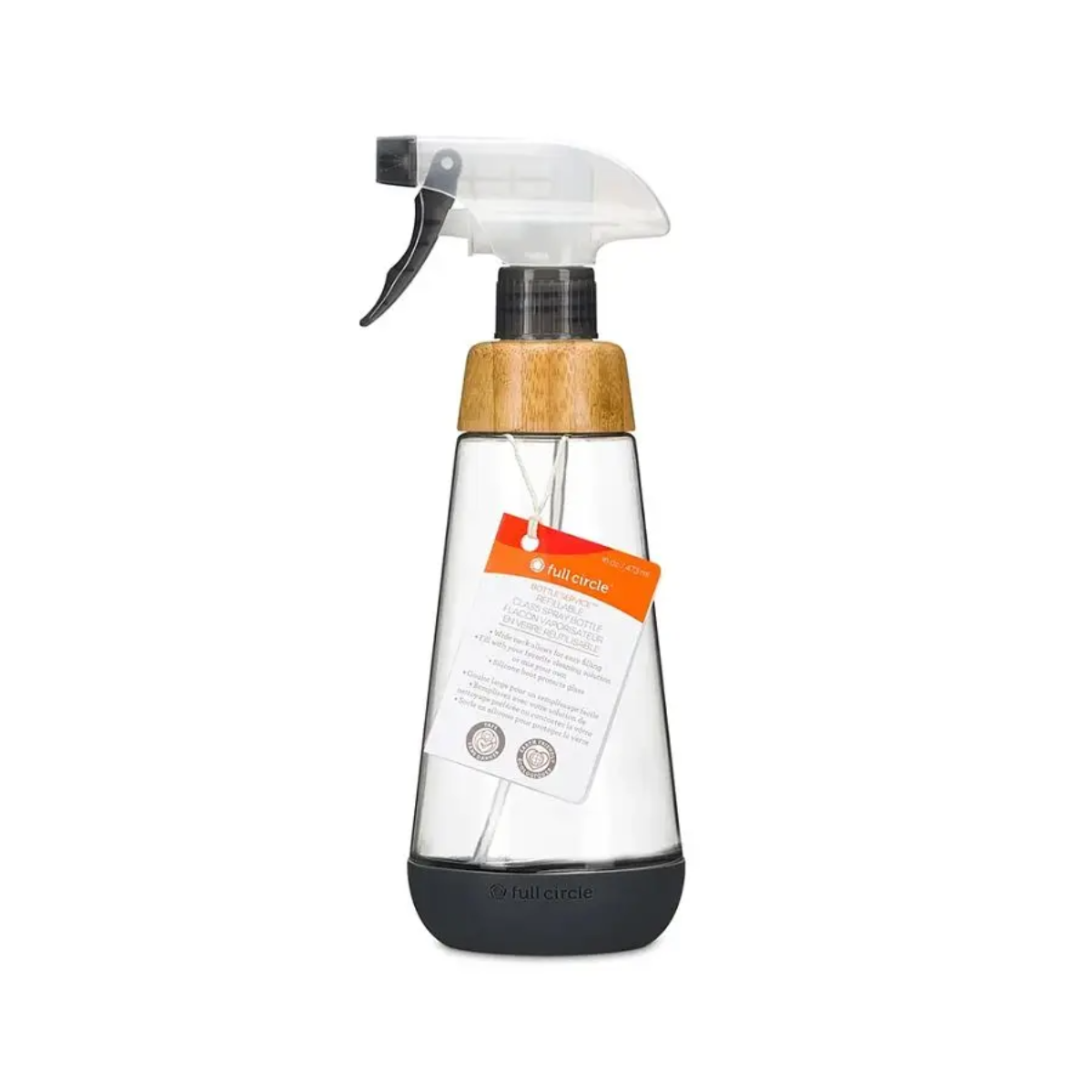 Full Circle Home Gray Bottle Service Refillable Glass Spray Bottle 16oz