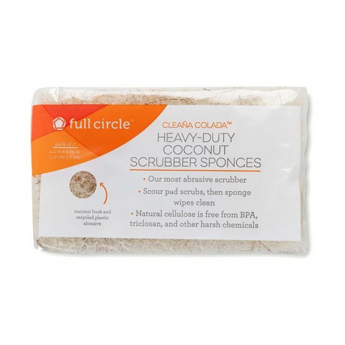 Full Circle Home Cleana Colada Coconut Scrubbing Sponges 2c