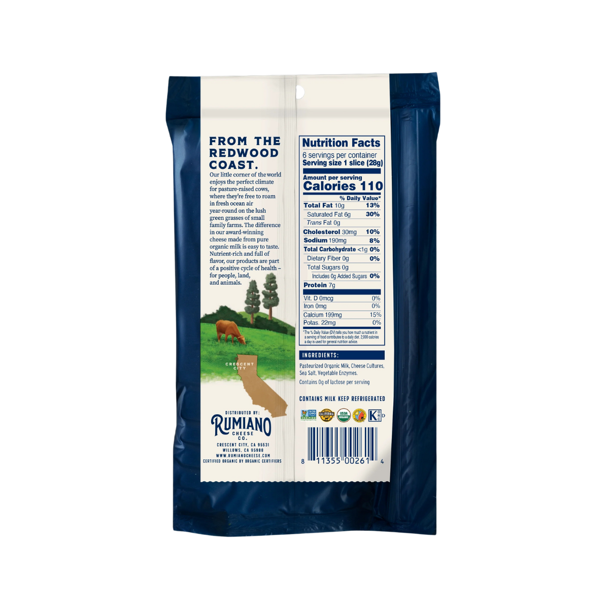 Rumiano Organic Cheese Sliced Sharp Cheddar 6oz