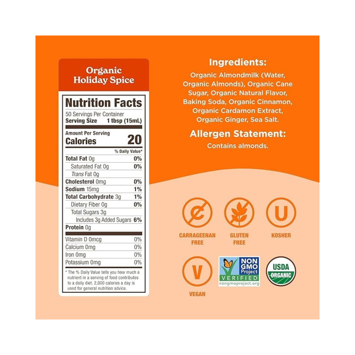 Califia Farms Organic Holiday Spice Almond Milk Coffee Creamer 25.4fl oz