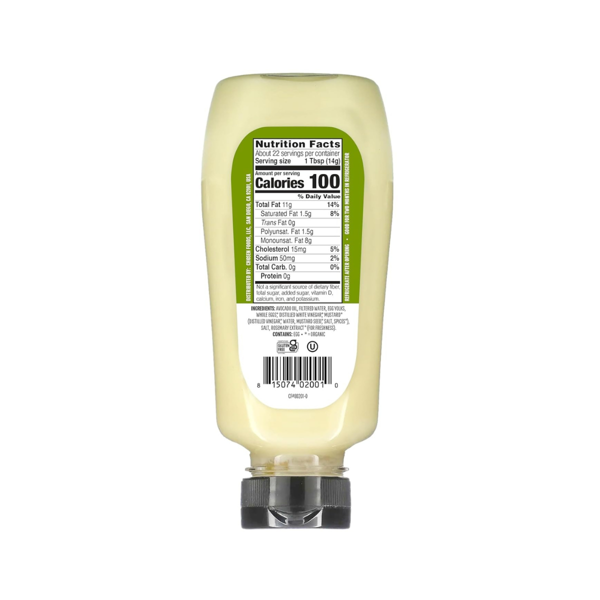 Chosen Foods Mayo 100% Avocado Oil Squeeze Bottle Keto Classic 11.25fl oz