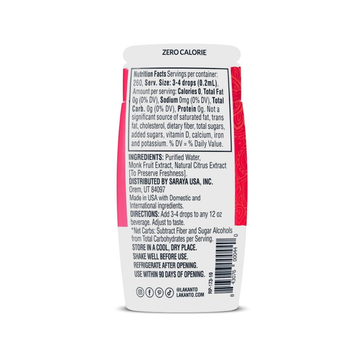 Lakanto Liquid Monk Fruit Sweetener Drops Original 1.76fl oz
