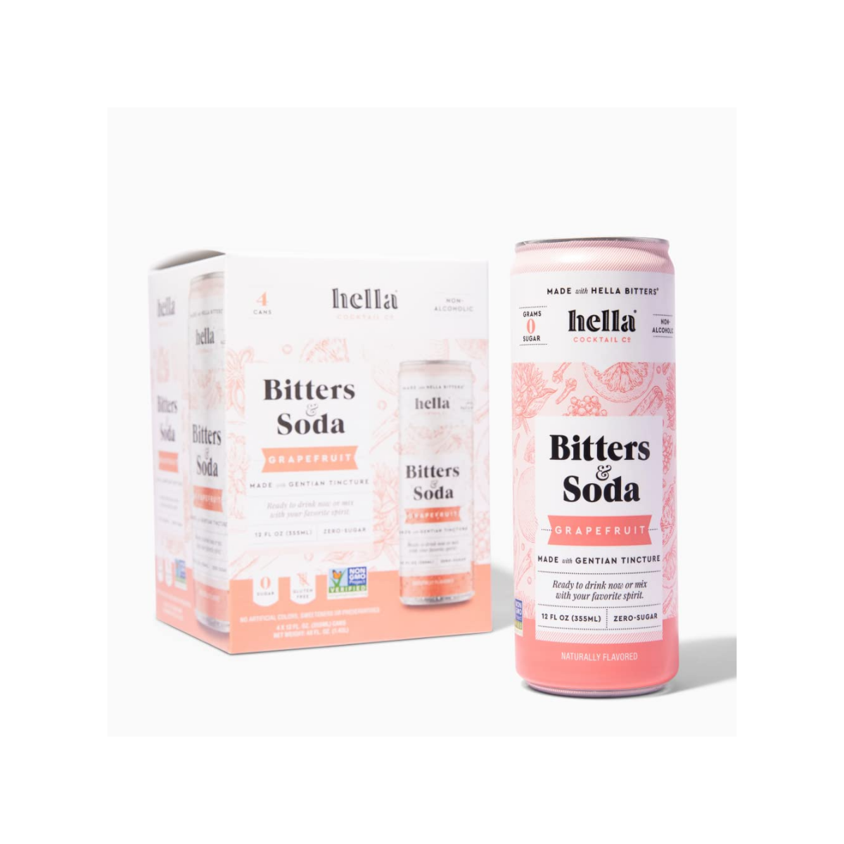 Hella Soda Bitter Grapefruit 12oz 4c