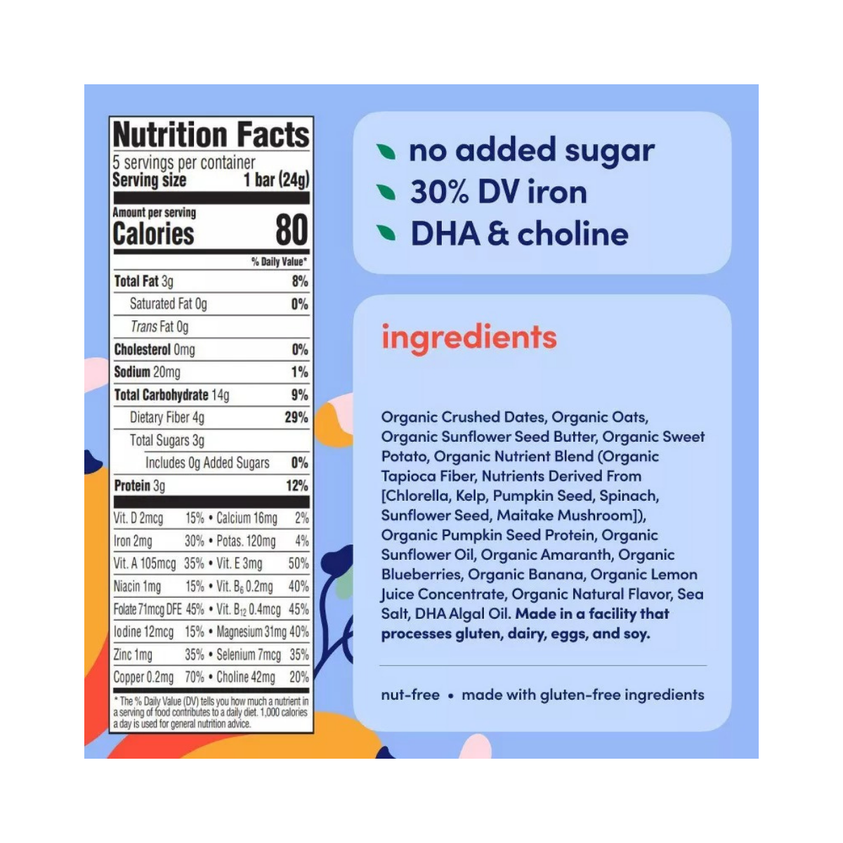 Cerebelly Organic Blueberry Banana Sweet Potato Smart Snack Bars 4.2oz 5c