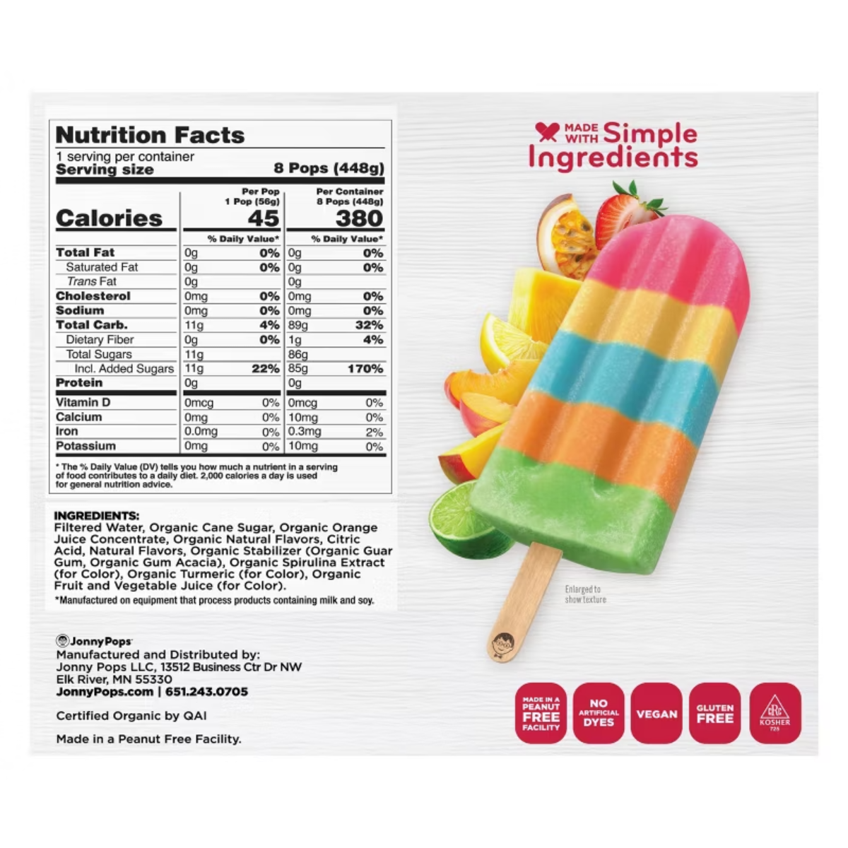 JonnyPops Organic Tropical Paradise Punch Pops 14.8fl oz