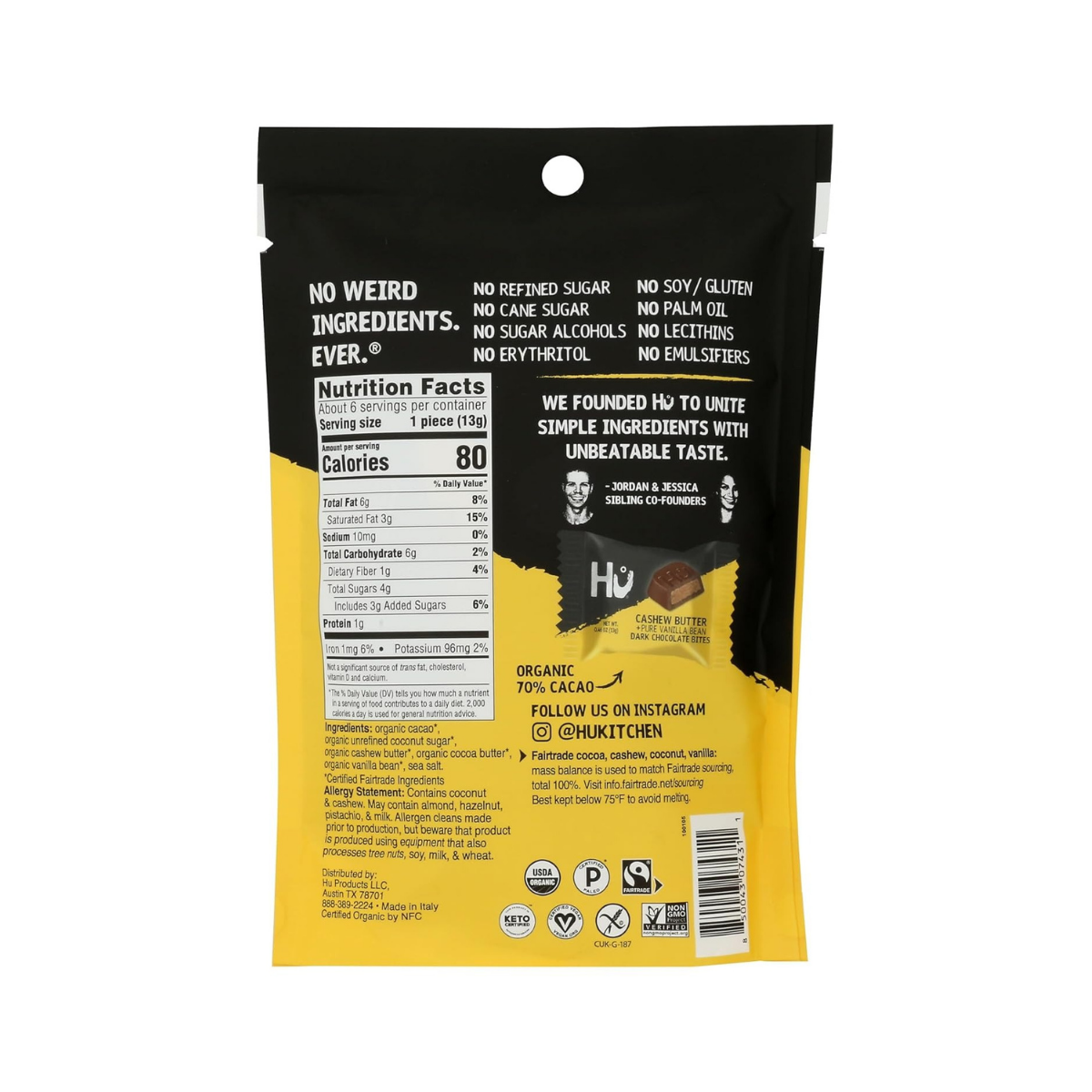 HU Cashew Butter Vanilla Bean Dark Chocolate Bites 2.75oz