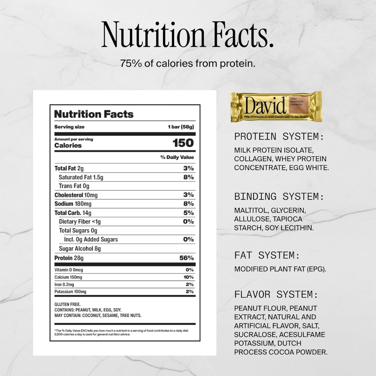 David Salted Peanut Butter Protein Bar 2oz