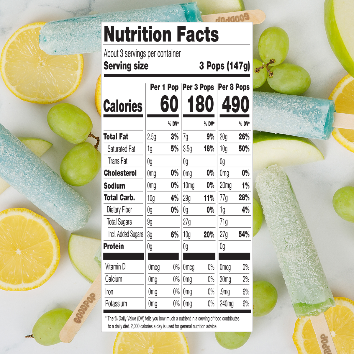 GoodPop Organic Freezer Pops Green Apple & Lemonade Fruit Sours 8c
