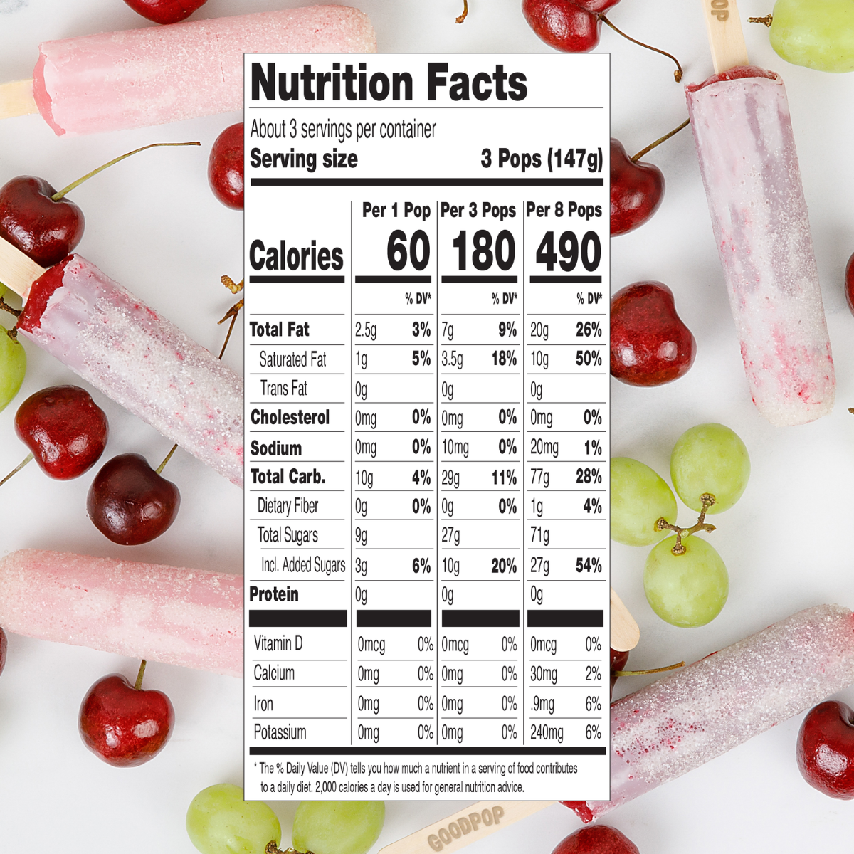 GoodPop Organic Freezer Pops Cherry & Melon Fruit Sours 8c