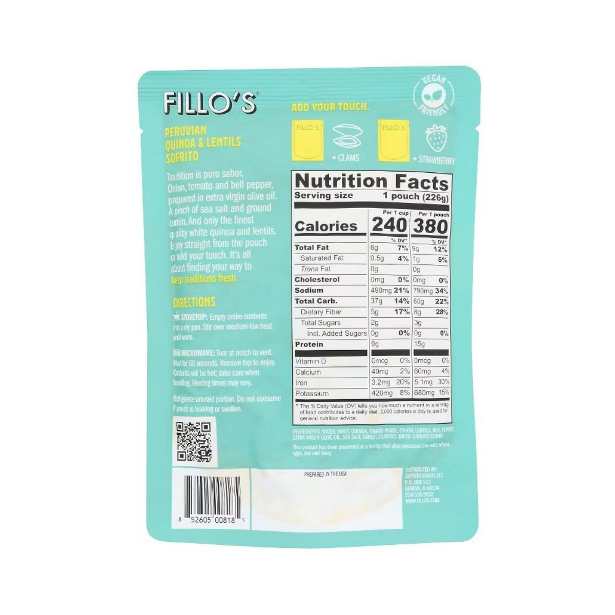 Fillo's Peruvian Quinoa and Lentils 8oz