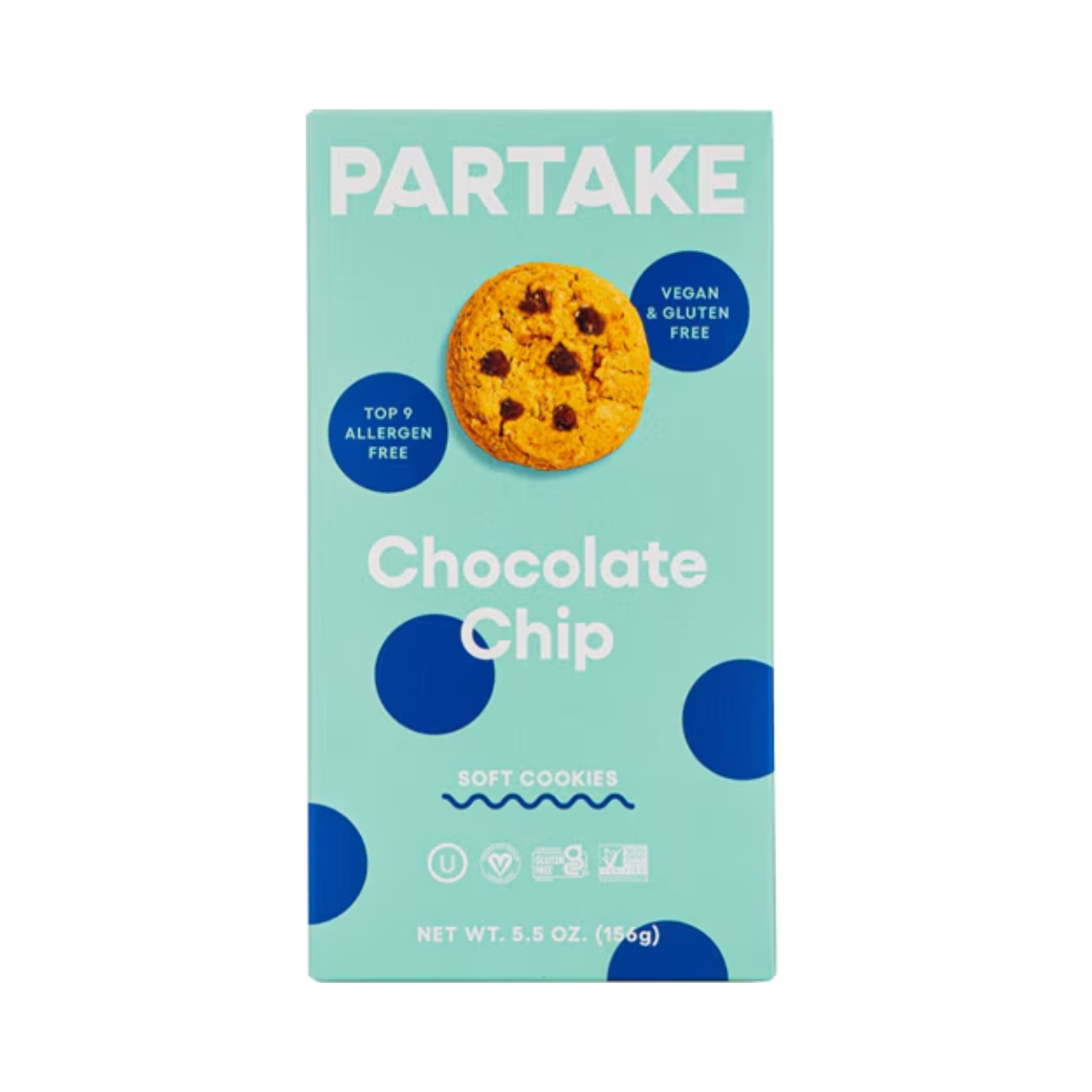 Partake Foods Gluten Free Vegan Soft Baked Cookies Chocolate Chip 5.5oz