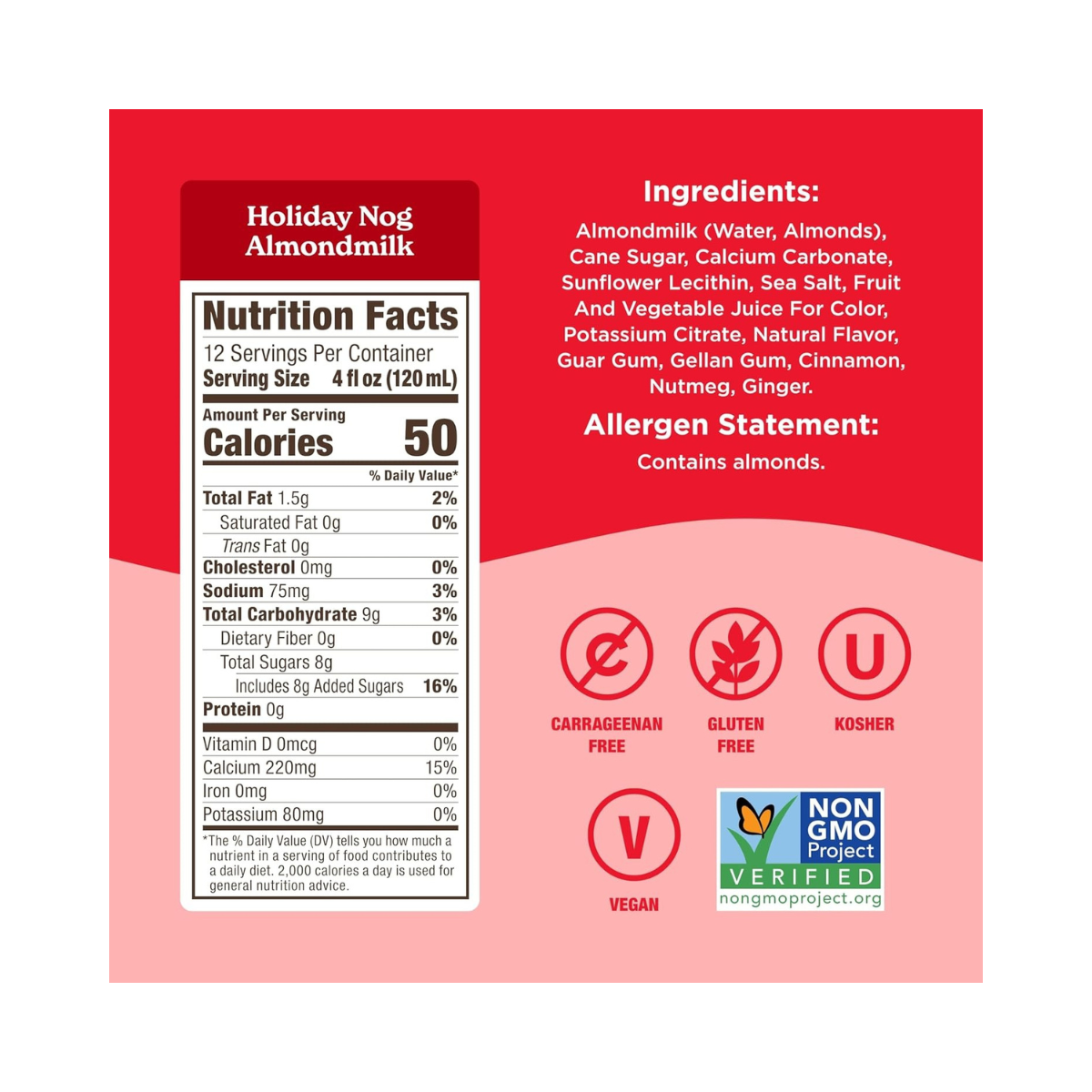 Califia Farms Holiday Nog Seasonal Almond Milk Egg Nog 48fl oz
