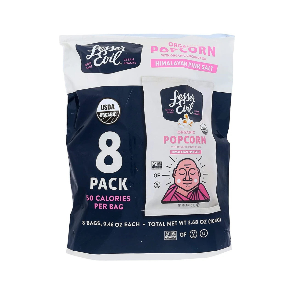 Lesser Evil Buddha Bowl Organic Pop Corn Himalayan Pink Salt 8c