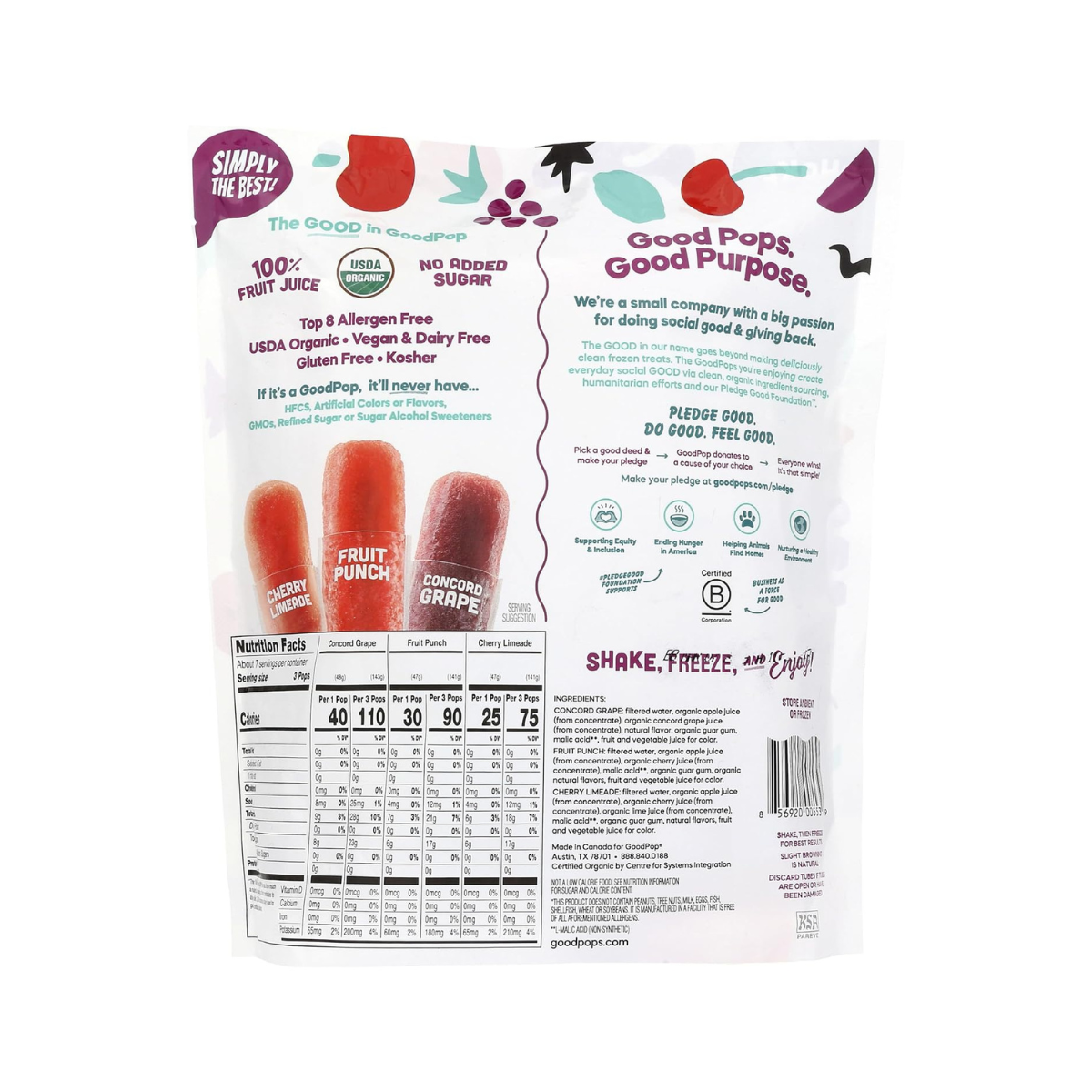 Goodpop Organic Freezer Pops 24 c