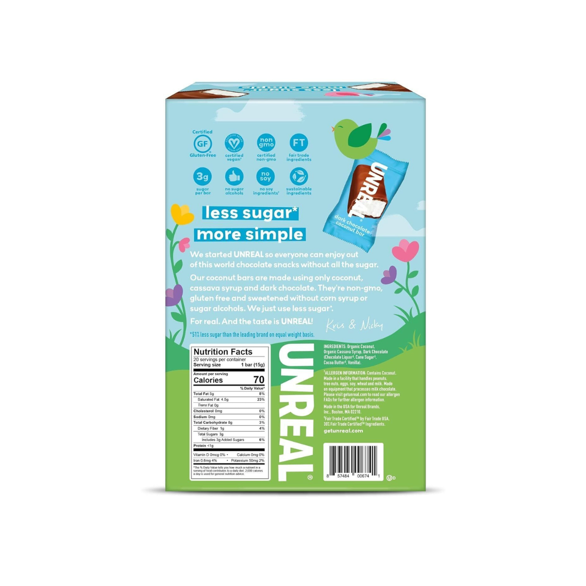 Unreal Dark Chocolate Easter Coconut Bars 10.6oz