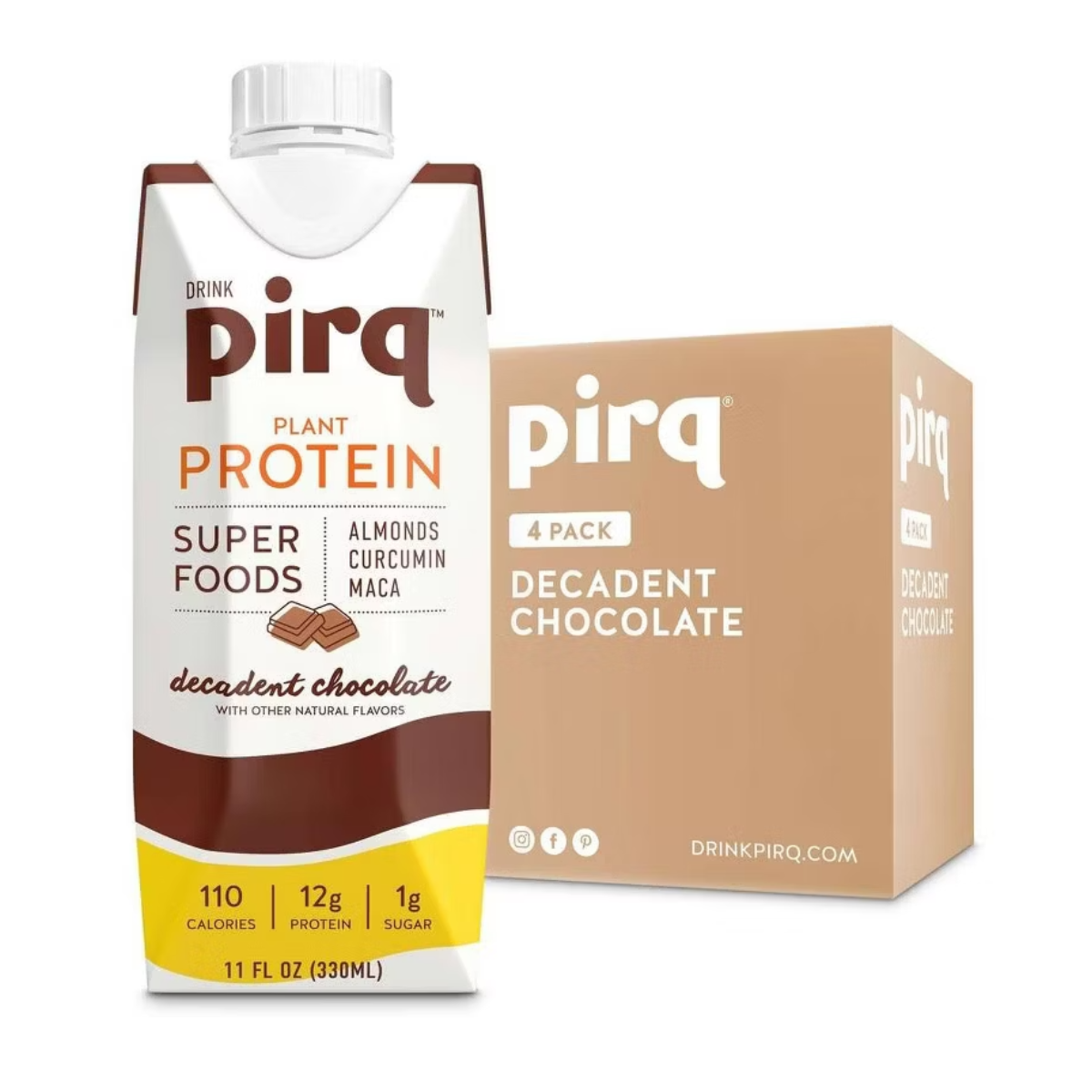 Pirq Plant Protein Superfoods Shake Dairy Free Decadent Chocolate 4c