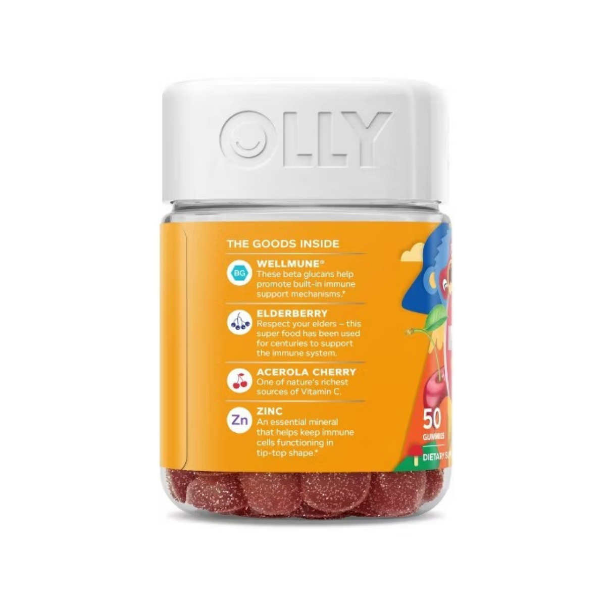 OLLY Kids Immunity Elderberry Gummies Cherry Berry 50c