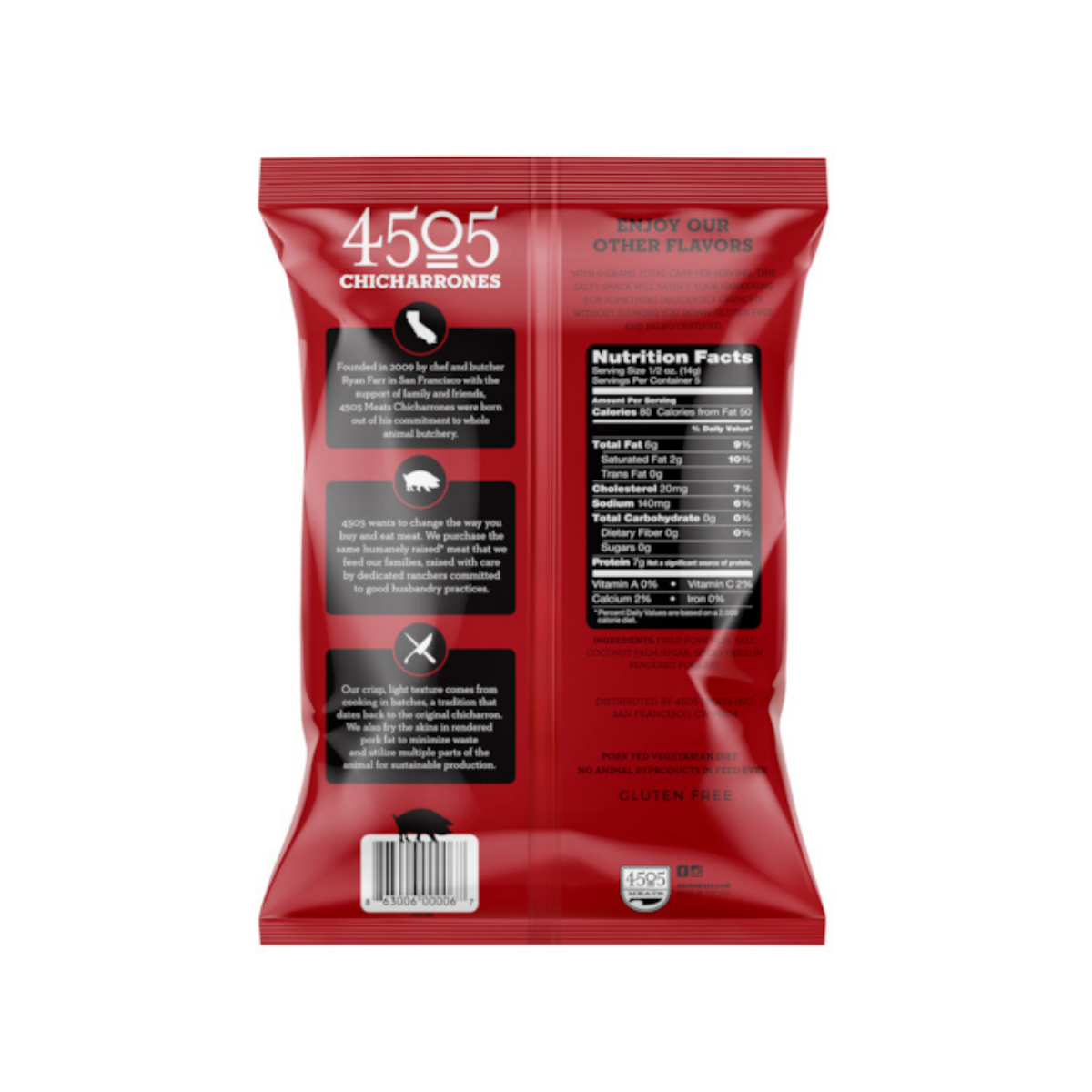 4505 Classic Chili & Salt Chicharrones Fried Pork Rinds, 2.5 oz