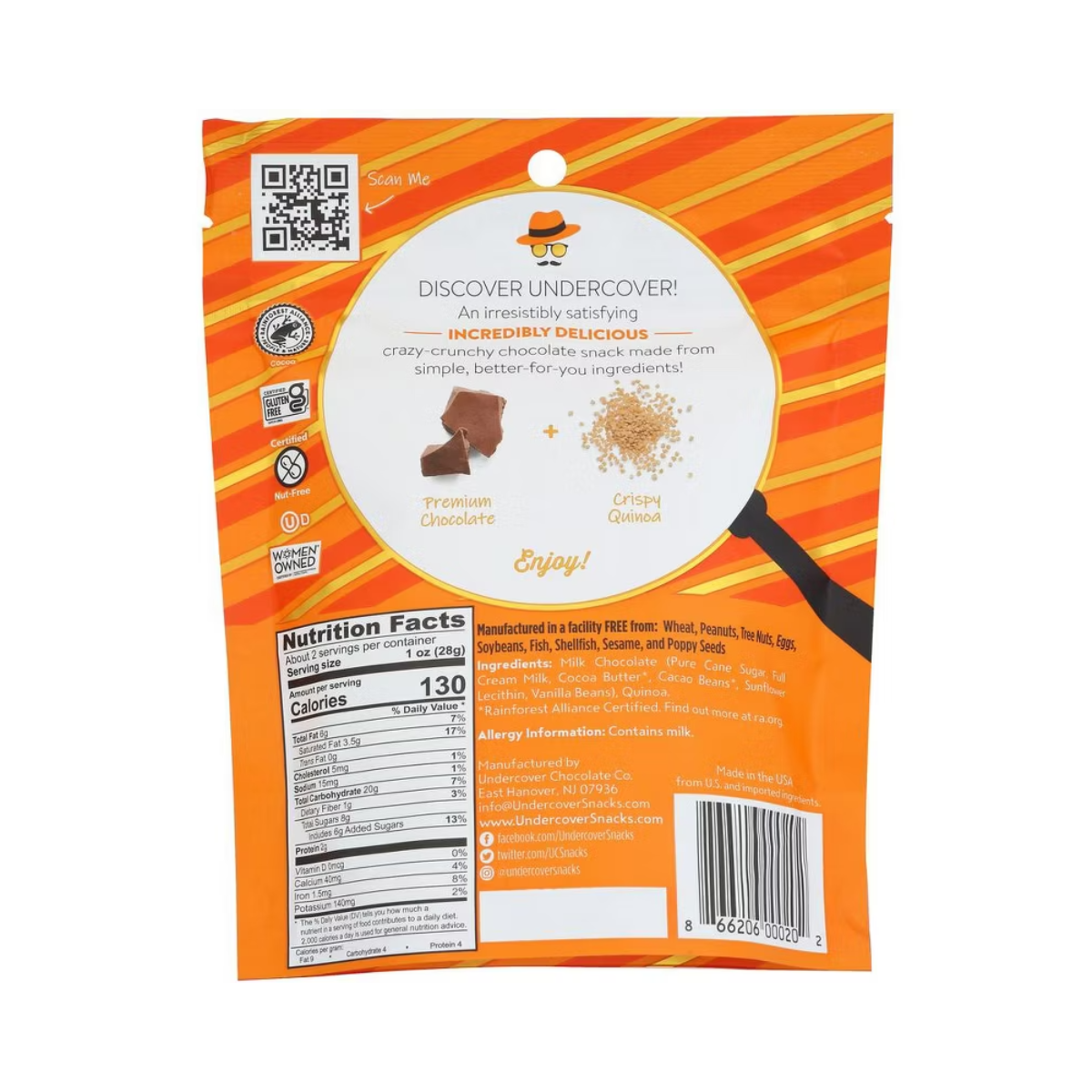 Undercover Milk Chocolate Quinoa Crisps 2oz
