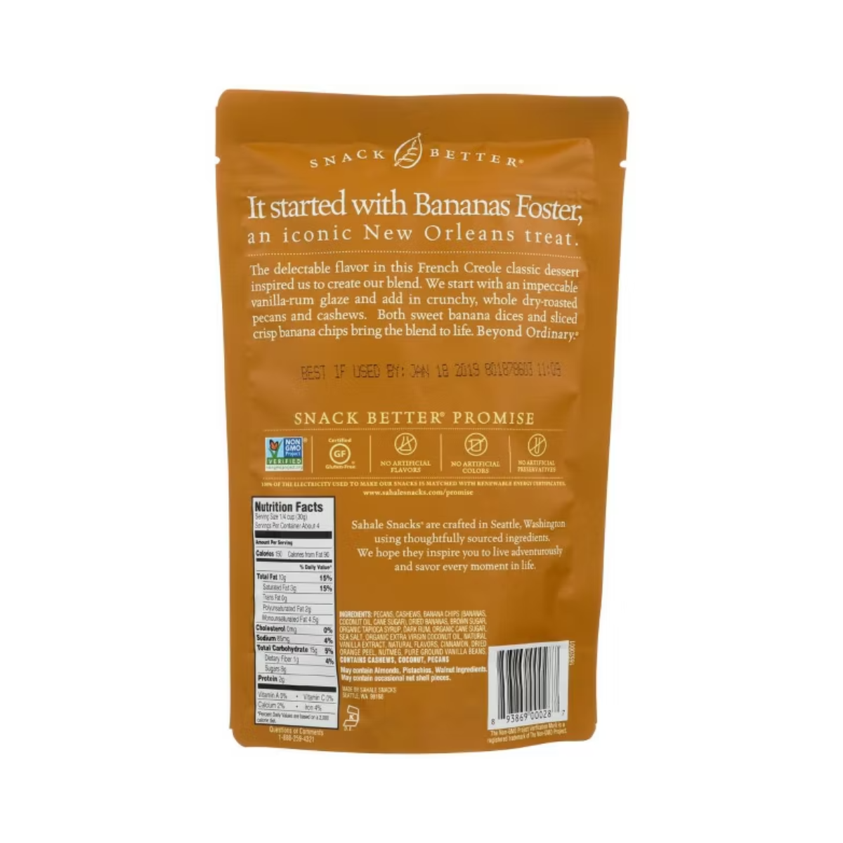 Sahale Snacks Banana Rum Pecans Glazed Mix 4oz