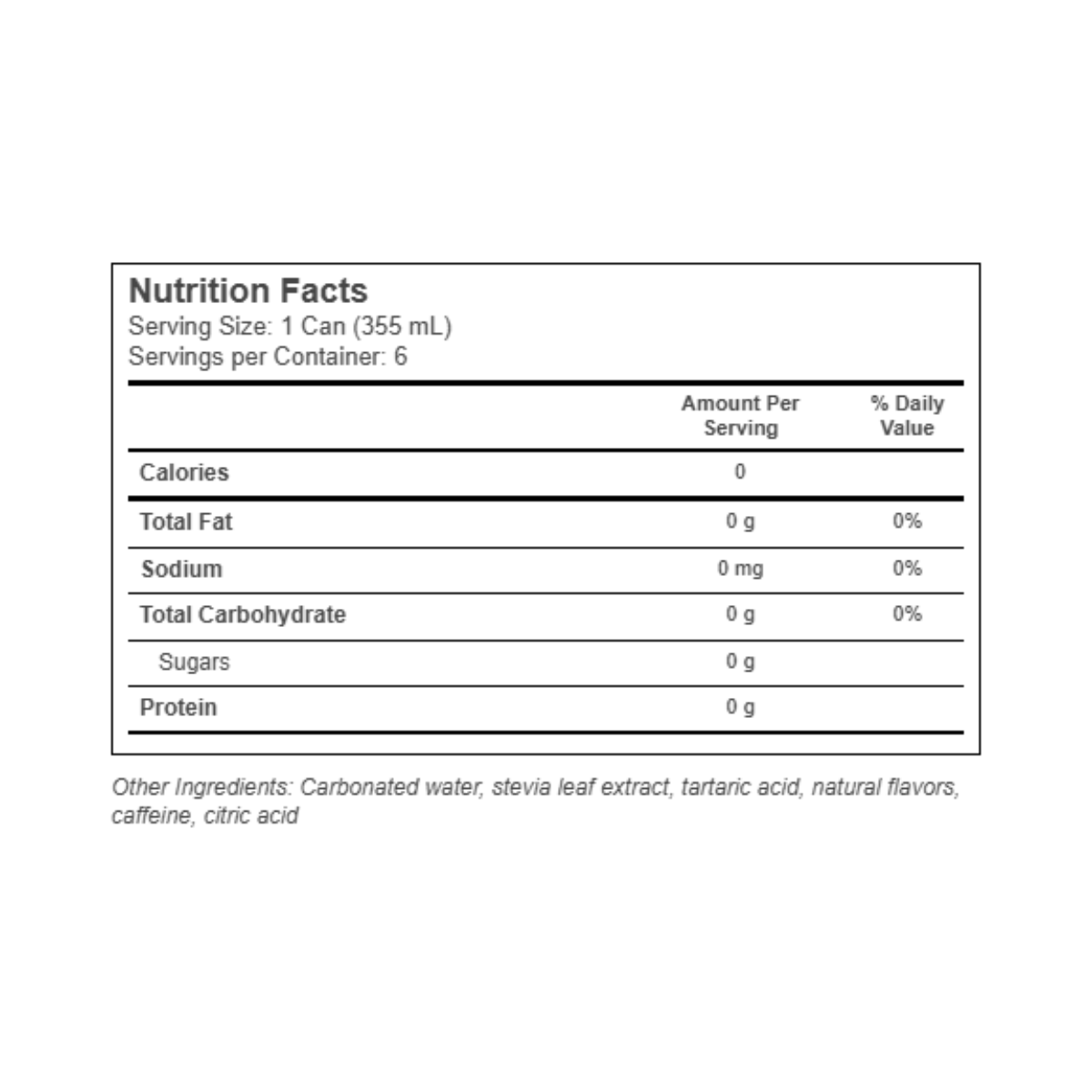 Zevia Non-GMO Zero Calorie Soda Cola 6c