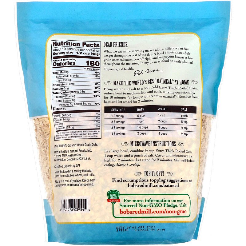 Bob's Red Mill Oats Rolled Thick Extra 32oz
