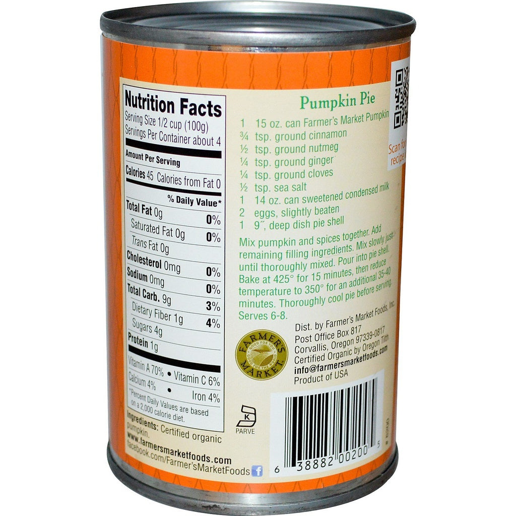 Farmer's Market Can Pumpkin OG 15oz