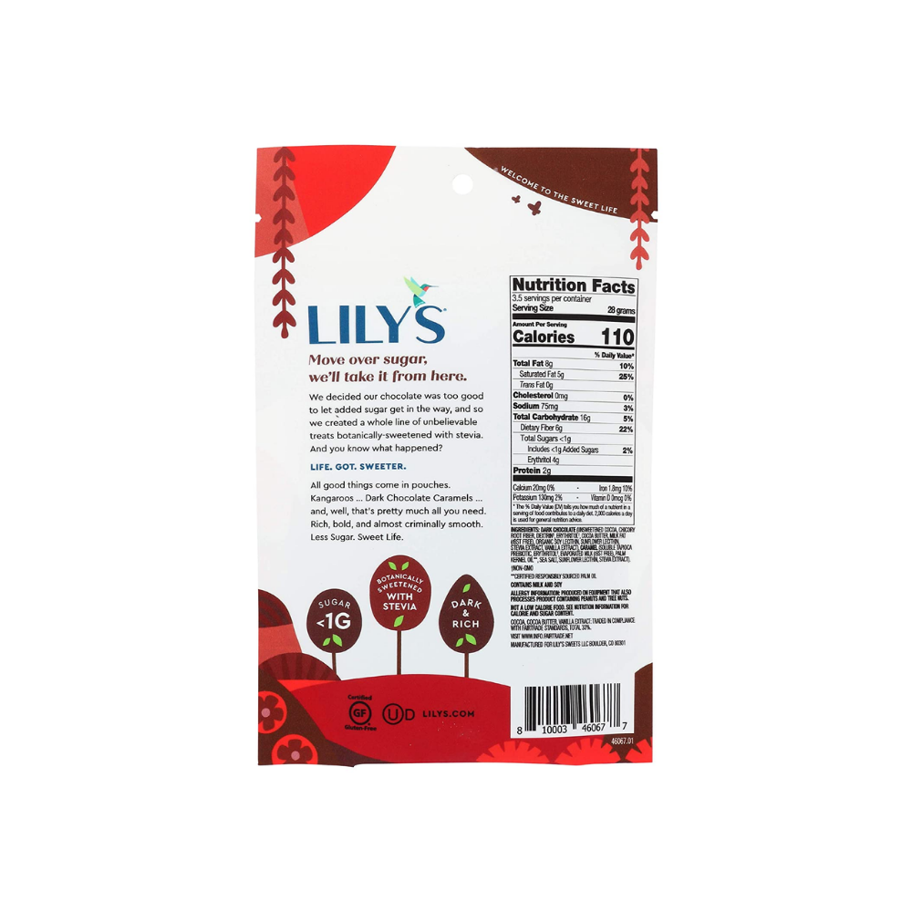 Lily's Snack Chocolate Dark Caramels Covered