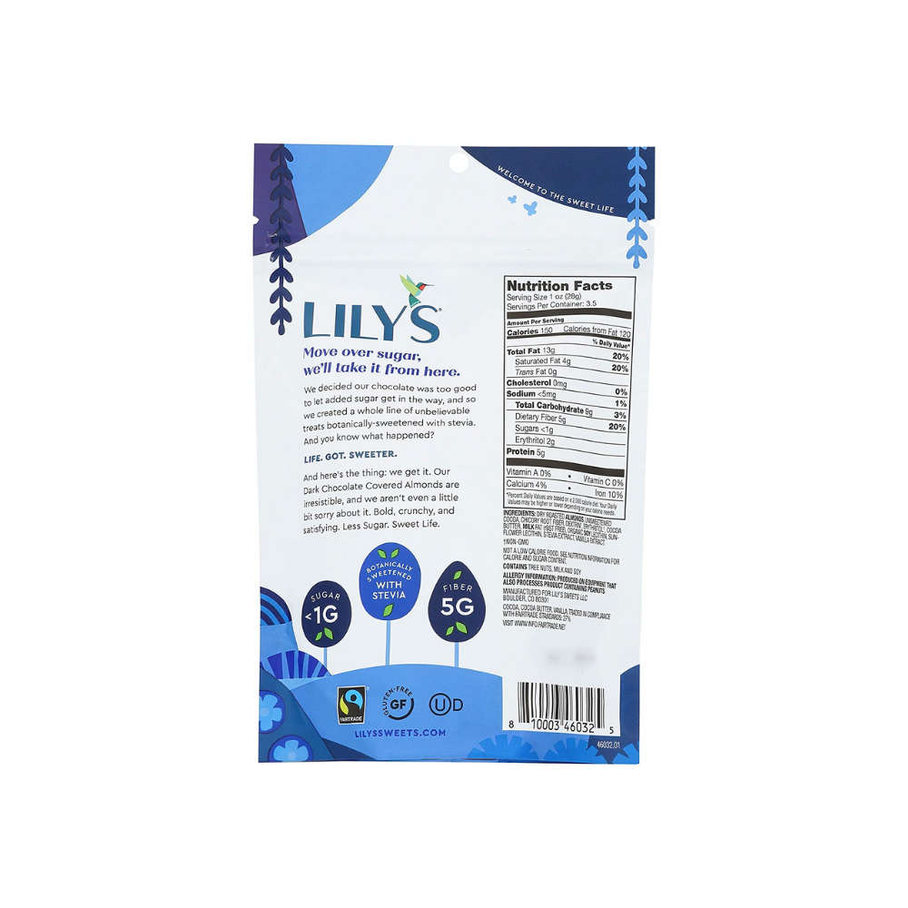 Lily's Sweets Snack Chocolate Dark Almond Covered