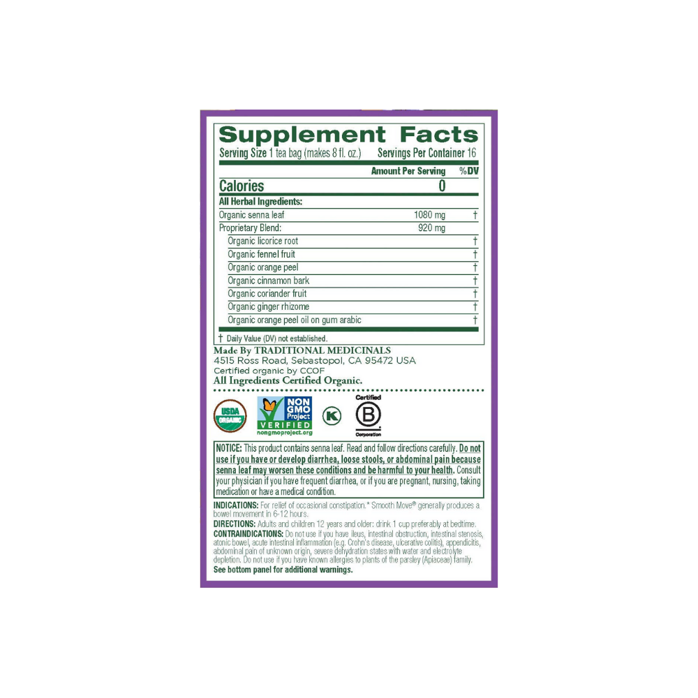 Traditional Medicinals Organic Smooth Move Tea 16 c