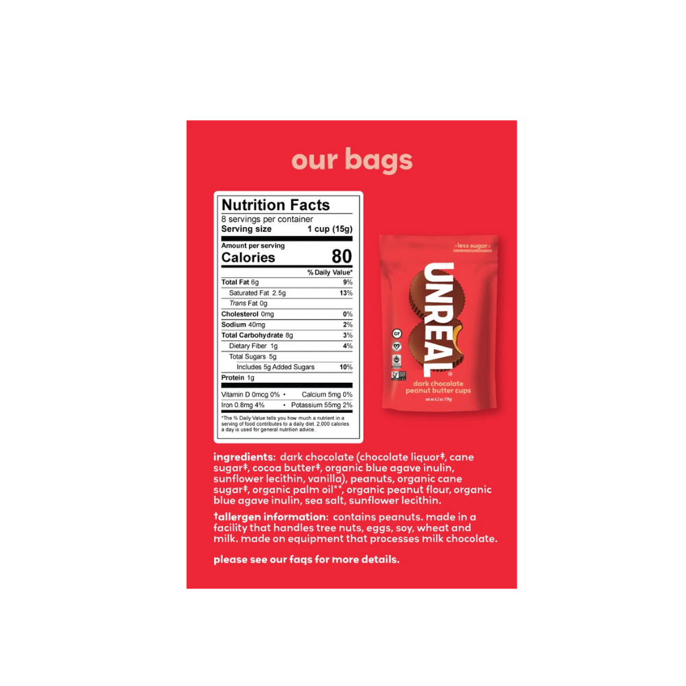 Unreal Cups Chocolate Dark Peanut GF 6c