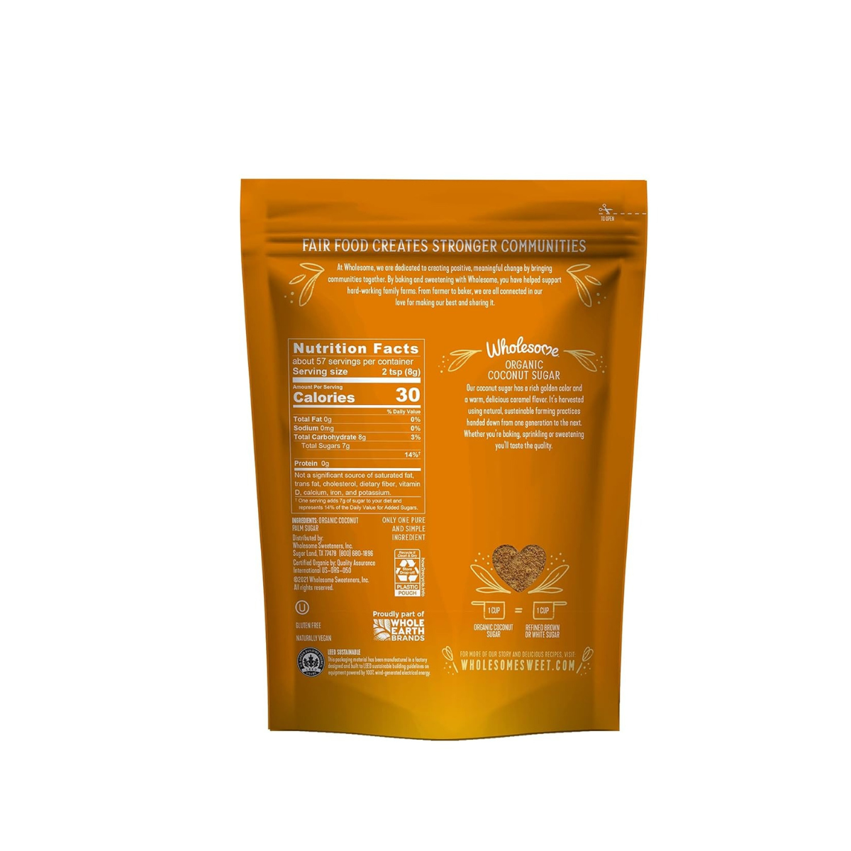Wholesome Organic Coconut Palm Sugar 16oz